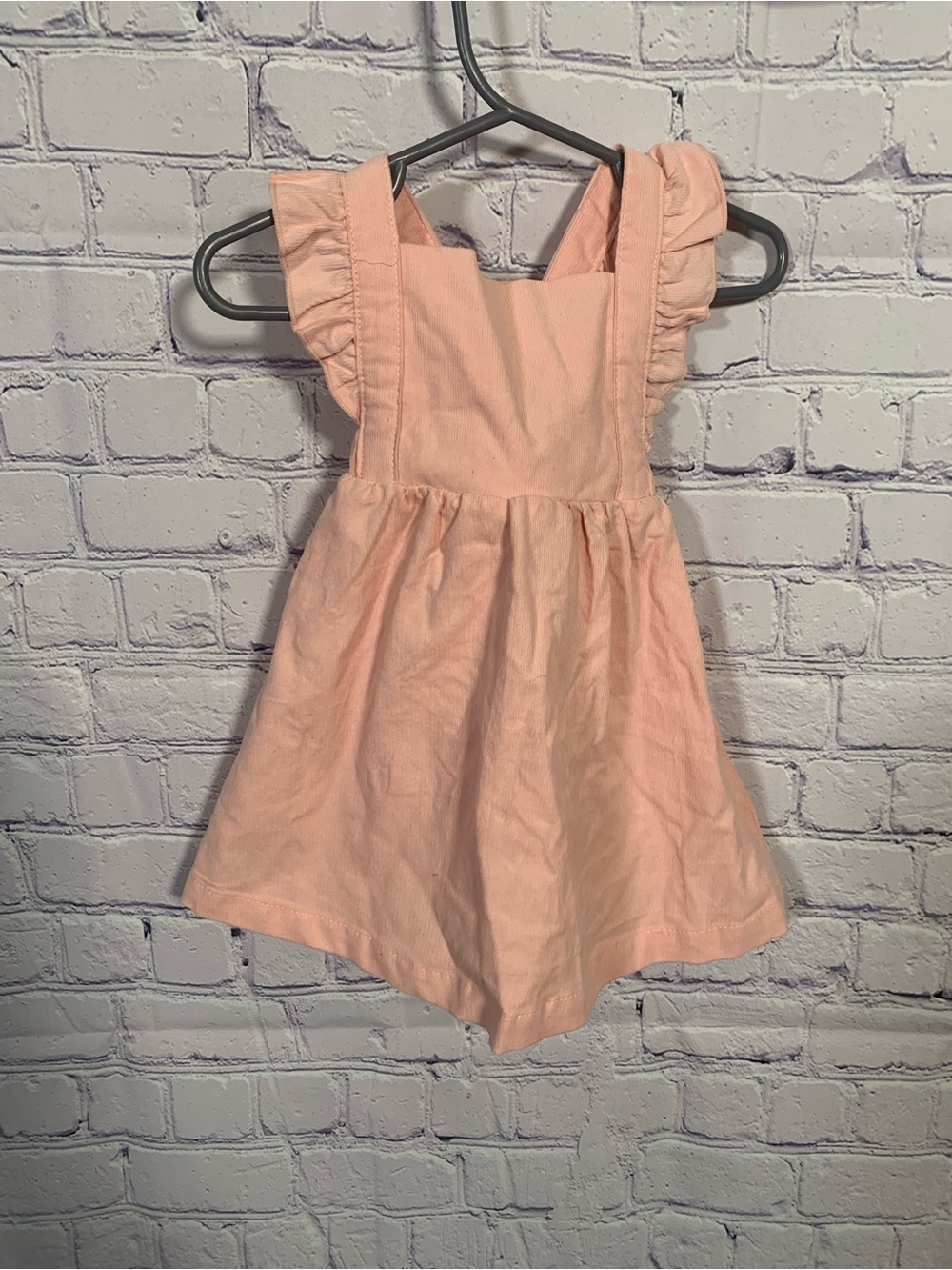 Angel Dear Baby Girls Corduroy Ruffle Overall Dress Pink Size 3-6M NWT